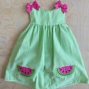 NWT Rare Editions Baby Girl Seersucker Watermelon Dress 2pc set - Size: 18M